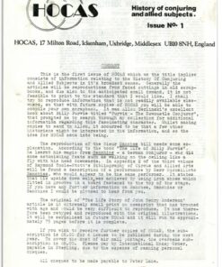 HOCAS (History of Conjuring and Allied Subjects) by Peter Lane - 16 Issues ( Instant Download )