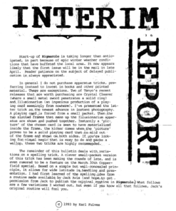 Interim Report by Karl Fulves ( Instant Download )