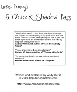 5 O'Clock Shadow Pass by Luke Dancy. ( Instant Download )