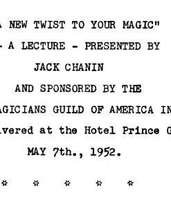 A New Twist to Your Magic by Jack Chanin ( Instant Download )