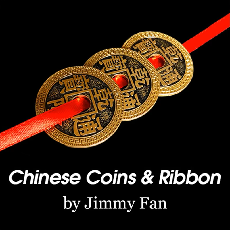 Chinese-Coins-And-Ribbon-By-Jimmy-Fan-Magic-Tricks-Size-38mm-Deluxe-Chinese-Ancient-Coin-Set