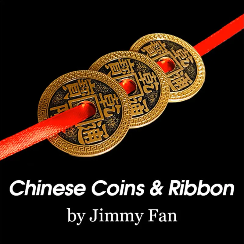 Chinese-Coins-and-Ribbon-by-Jimmy-Fan-3-8cm-Magic-Tricks-Close-Up-Magia-Three-Coins